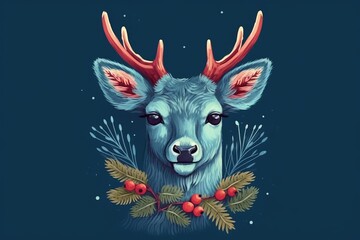 Canvas Print - majestic deer with antlers in a natural setting. Generative AI