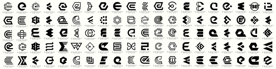 Wall Mural - mega collection letters E logo design inspiration. minimalist abstract letter logos with black color
