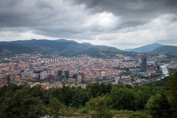 Wall Mural - Aerial view of Bilbao city, Basque Country, Spain