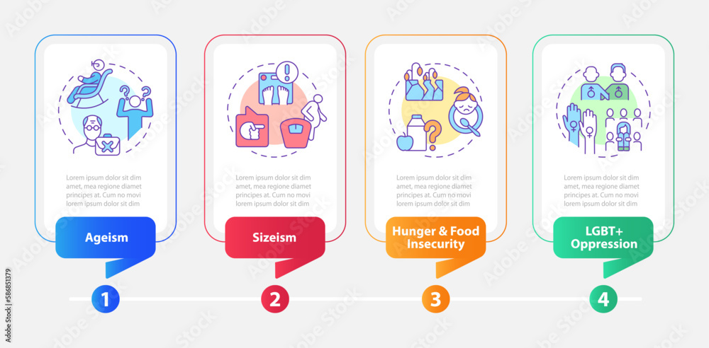 Social injustice examples rectangle infographic template. Data ...