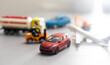 © Angelov - Toy car with air plane. Travel concept