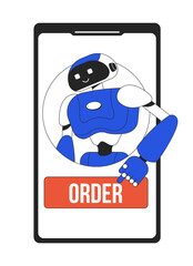 Poster - ai shopping system line concept vector spot illustration. editable 2d flat colour cartoon mobile scr