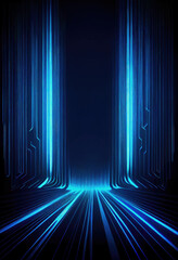 Poster - futuristic background with glowing lines. Neon light effect, ai generation.