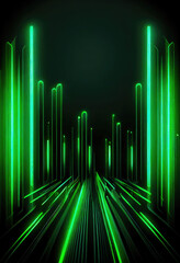 Leinwandbilder - futuristic city with neon lights on a dark background, ai generation.
