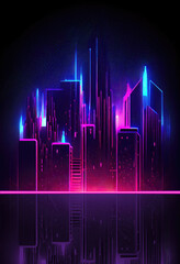 Aufkleber - abstract futuristic city on a dark background, ai generation.