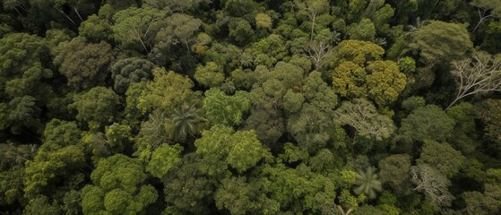 Poster - Beautiful bird's-eye view of the rainforest.Aerial view. Panoramic shot. Generative AI