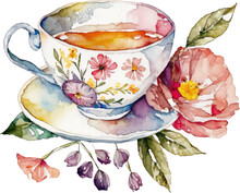Spring Flowers And Tea Cup