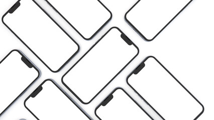 Mobile app design phone showcase mockup with space for text isolated on white background. 3d render.