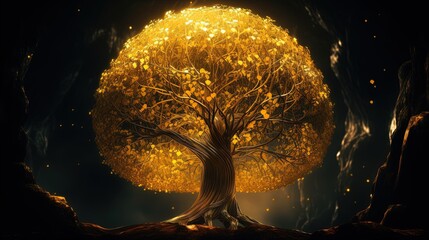 Wall Mural - golden tree of life , Generative Ai