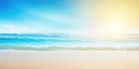 Canvas Print - Summer landscape of a sunny day on the beach with waves from the sea.Colorful summer template. Concept of recreation. Generative AI