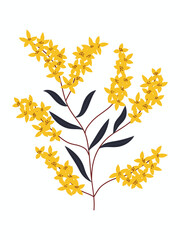 Wall Mural - Spring abstract flower background vector. Contemporary art design with floral, leaves, plant in hand drawn style. Botanical nature illustrated perfect for wall art, poster, wallpaper, cover, banner.