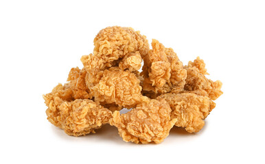 Wall Mural - Fried popcorn chicken isolated on transparent background. PNG