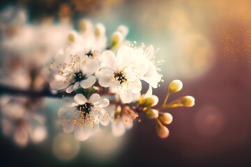 Poster - Spring picture of flowering tree branches.The beauty of nature. Generative AI