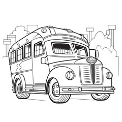 Wall Mural - vehicle, Black and white coloring pages for kids, simple lines, cartoon style, happy, cute, funny, many things in the world.