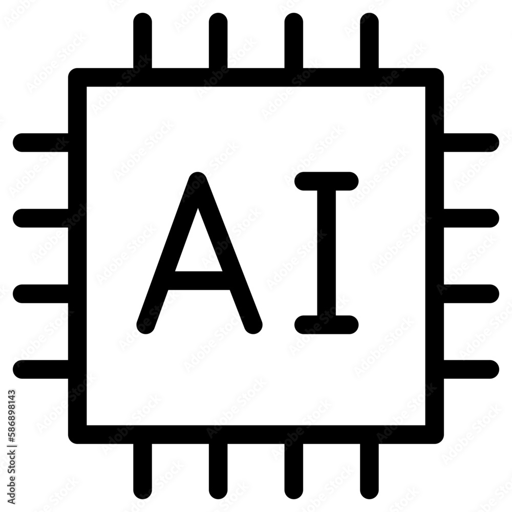 Artificial Intelligence, AI chip icon 스톡 벡터 | Adobe Stock