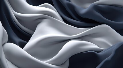 smooth elegant white and blue abstract cloths with folds, calm background – generative ai