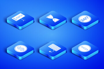 Poster - Set Information, Server, Coin money with dollar, Hourglass and Clock 24 hours icon. Vector