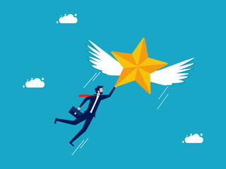 Wall Mural - Freedom and success. Businessman fly with the stars. business concept vector illustration