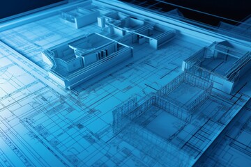 Poster - City architectural plan. Modern building design. Generate Ai