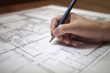 Poster - Hand draw apartment plan. Architecture building. Generate Ai
