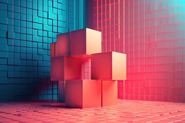 Poster - a cube in an abstract background drawing. generative ai