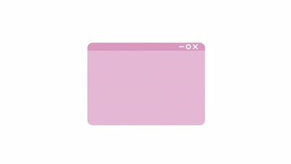 Fototapete - Animated empty web page template. Flat cartoon style element 4K video footage. Webpage with empty screen isolated blank mockup animation on white background with alpha channel transparency