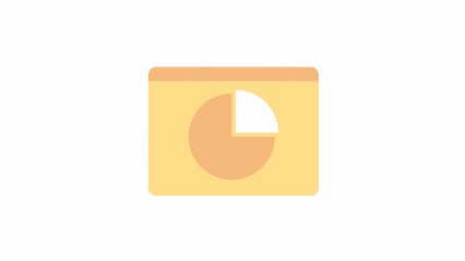 Fototapete - Animated webpage with pie chart. Software for analytics. Flat cartoon style icon 4K video footage for web design. Color isolated element animation on white background with alpha channel transparency