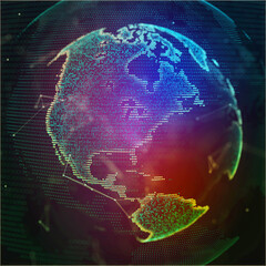 Leinwandbilder - Earch globe, world map point, line, composition representing global, network connection.