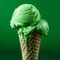 green color ice cream. generative Ai