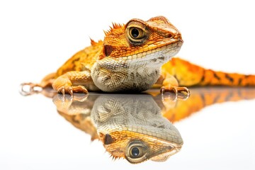 Poster - Agama lizard reflection. Generative AI