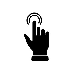 Poster - Double Click Gesture, Hand Cursor of Computer Mouse Black Silhouette Icon. Pointer Finger Glyph Pictogram. Swipe Double Press Touch Point Tap on Cyberspace Website Sign. Isolated Vector Illustration