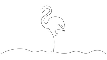 Wall Mural - Flamingo. Continuous single hand drawn summer symbol. Vector illustration