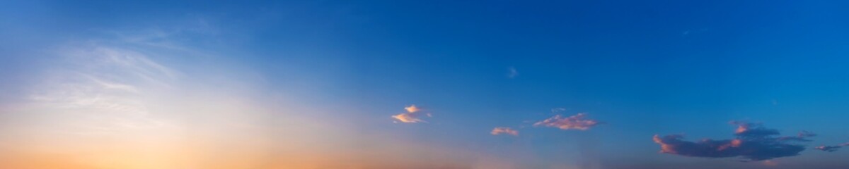 twilight panorama sky background with colorful cloud in dusk. panoramic image.