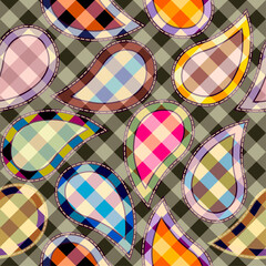 Poster - Seamless vector pattern. Intersection patchwork plaid style