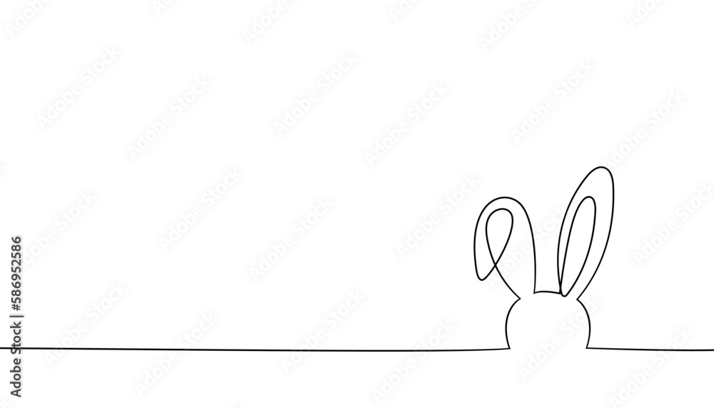 Continuous one-line drawing of Easter Bunny. Cute rabbit silhouette ...