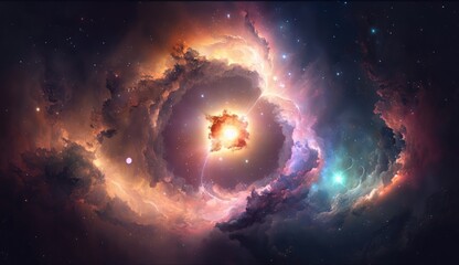 Wall Mural - Nebula and galaxy in space made with generative ai