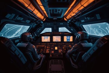 spaceship cockpit and flightdeck, made with generative ai
