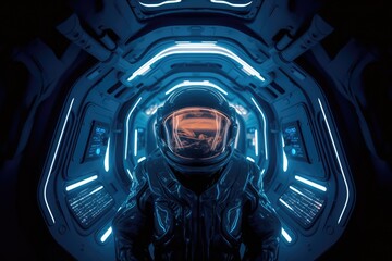 Wall Mural - Astronaut inside a spaceship in deep space, made with generative ai