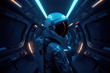 Wall Mural - Astronaut inside a spaceship in deep space, made with generative ai