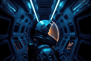 Wall Mural - Astronaut inside a spaceship in deep space, made with generative ai