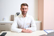 © Svitlana - Handsome bearded man is posing in the ophthalmology cabinet