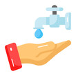 Hand with water tap showing concept of ablution vector, easy to use icon