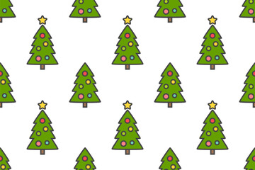 Wall Mural - christmas trees seamless pattern. christmas cartoon background.