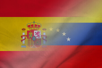 Canvas Print - Spain and Venezuela government flag transborder negotiation VEN ESP