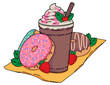 delicious donuts and milkshake drinks