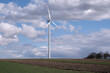 Wind Turbines in the field. Renewable energy with wind turbines.