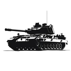 Poster - Military tank silhouette on white background Generative AI