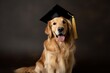 Graduating dog with diploma