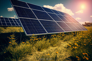 Wall Mural - solar panels, photovoltaic, alternative electricity source - concept of sustainable resources genera