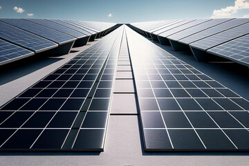 Wall Mural - solar energy panels, photovoltaic modules, alternative electricity source generative ai